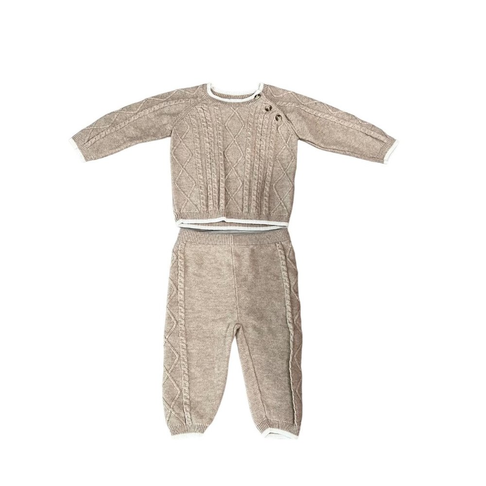 Edgehill Collection Tan Cable Knit Sweater Set Unisex Size 9 Months